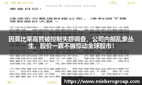 因莫比莱高管被控制失踪调查，公司内部乱象丛生，股价一蹶不振惊动全球股市！